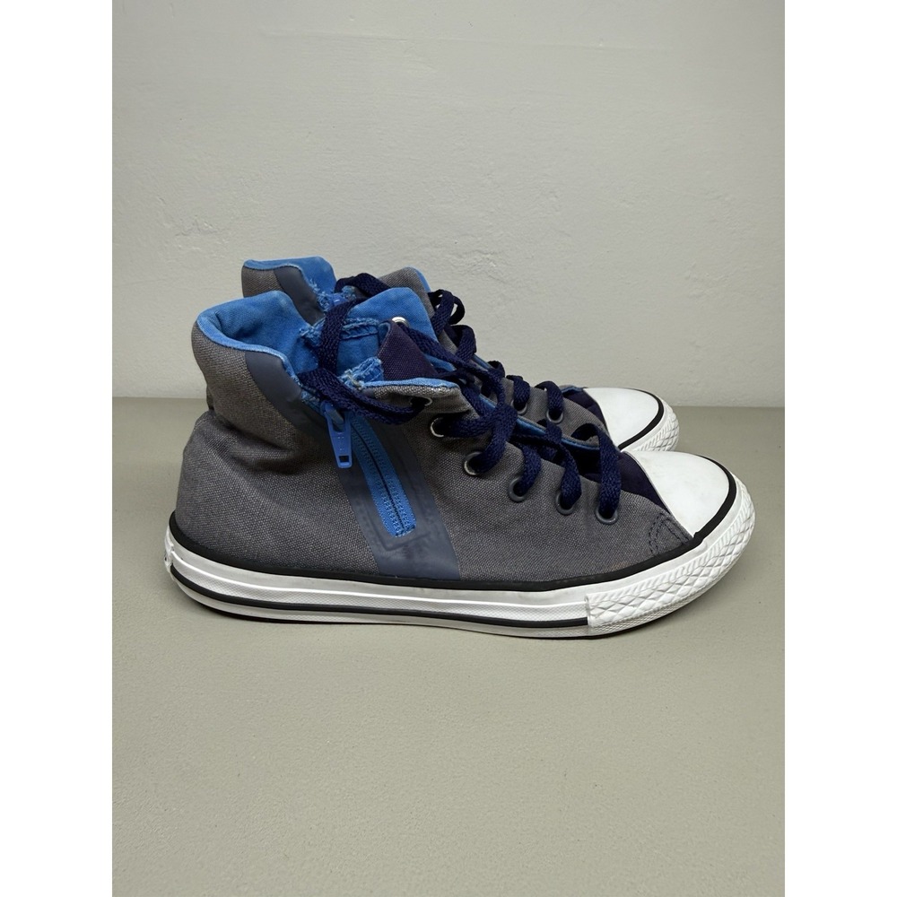Converse Chuck Taylor Hi Top Double Zip Kids Sz 4 Grey Blue
